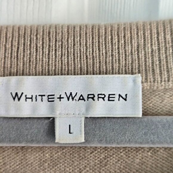 White + Warren Star Intarsia 100% Cashmere Crewneck Pullover Sweater Size L - Picture 6 of 7